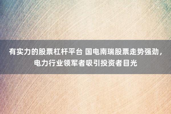 有实力的股票杠杆平台 国电南瑞股票走势强劲，电力行业领军者吸引投资者目光