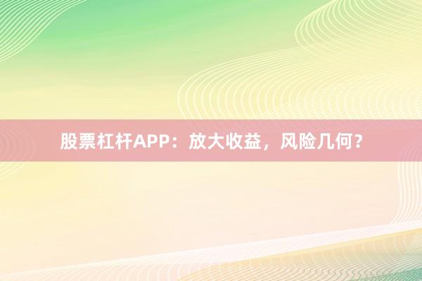 股票杠杆APP：放大收益，风险几何？